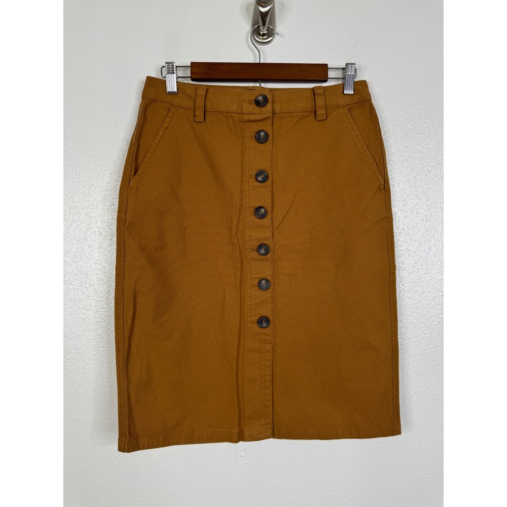 Pendleton Womens Brown Cotton Canvas Button Front Pencil Skirt Size 6